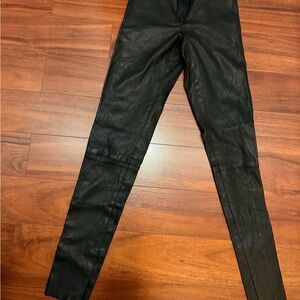 Alice + Olivia Shiny Black Leather Pants